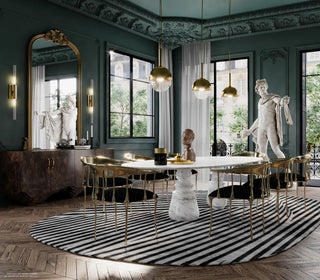 Pietra Oval XL Marble Dining Table – Seats 10, Marble Pedestals