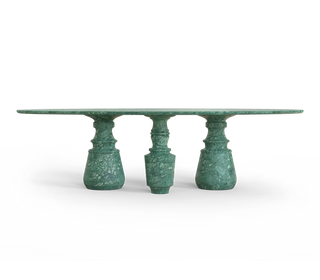 Pietra Oval XL Marble Dining Table – Seats 10, Marble Pedestals