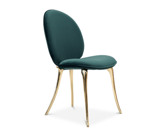 Soleil Curved Brass Modern Luxury Dining Chair
