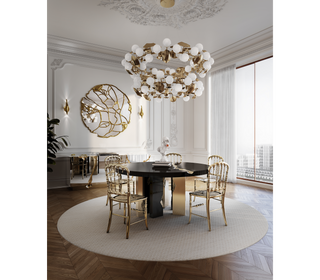 Empire Round Luxury Brass Inlay Dining Table