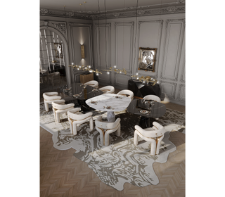 Elara Curved Sculptural Polished Brass Luxury Dining Chair