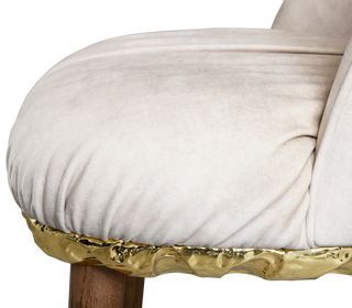 Imperfectio Hammered Brass Textured Velvet Dining Chair