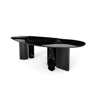 Ophelia Oval Carrara Marble & Gold Dining Table