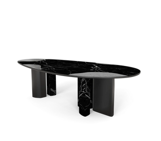 Ophelia Oval Marble Dining Table – Cast Brass & Marble Legs