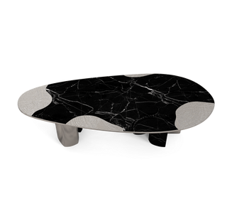 Ophelia Oval Carrara Marble & Gold Dining Table