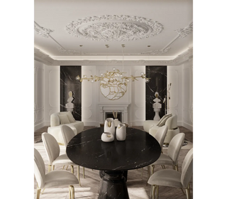 Pietra Oval XL Marble Dining Table – Seats 10, Marble Pedestals