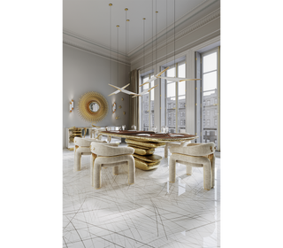 Stonehenge Marble & Brass Dining Table