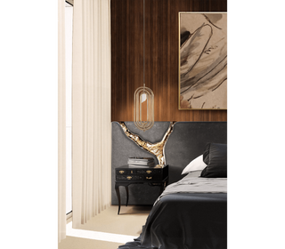 York Right Baroque High Gloss Black Luxury Nightstand