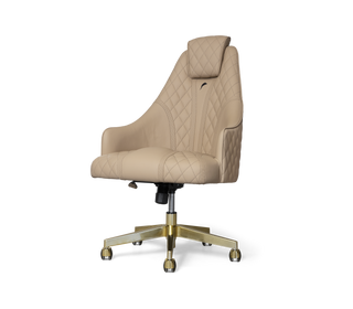 Atlas Diamond Stitch Leather Executive Office Chair with Brass Base