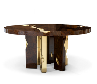 Empire Round Luxury Brass Inlay Dining Table