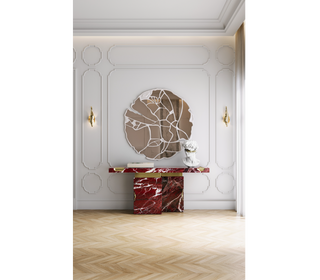 Empire Consoles Hammered Gilded Brass Entryways Cabinet Table