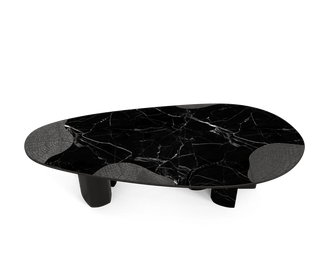 Ophelia Oval Carrara Marble & Gold Dining Table