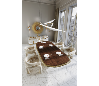 Stonehenge Marble & Brass Dining Table