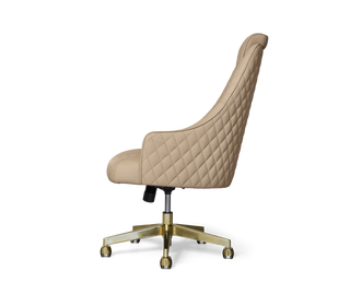 Atlas Diamond Stitch Leather Executive Office Chair with Brass Base