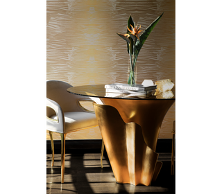 Chandra Cutout Polished Brass Velvet Dining Chair