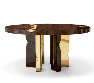 Empire Round Luxury Brass Inlay Dining Table