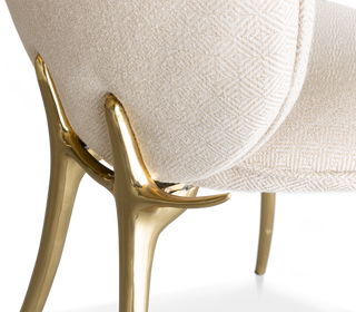 Soleil Curved Brass Modern Luxury Dining Chair