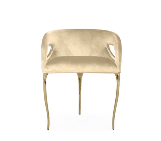 Chandra Cutout Gloss Brass Velvet Chair