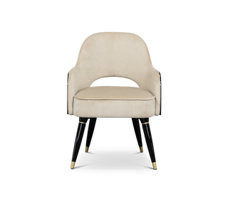 Collins with Armrest II Velvet Luxury Lacquered Dining Chair