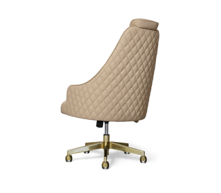 Atlas Diamond Stitch Leather Executive Office Chair with Brass Base