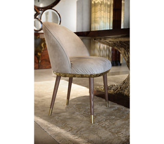 Imperfectio Hammered Brass Textured Velvet Dining Chair