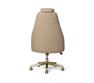 Atlas Diamond Stitch Leather Executive Office Chair with Brass Base