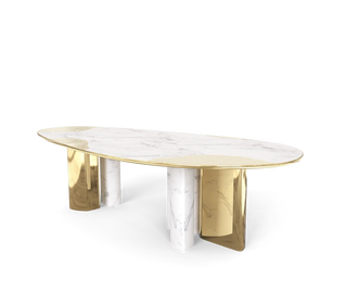 Ophelia Oval Marble Dining Table – Cast Brass & Marble Legs