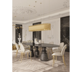 Pietra Oval XL Marble Dining Table – Seats 10, Marble Pedestals