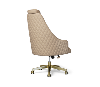 Atlas Diamond Stitch Leather Executive Office Chair with Brass Base