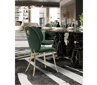 Soleil Curved Brass Modern Luxury Dining Chair