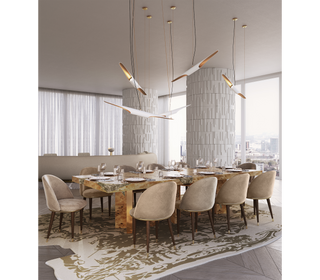 Imperfectio Hammered Brass Textured Velvet Dining Chair