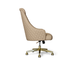 Atlas Diamond Stitch Leather Executive Office Chair with Brass Base