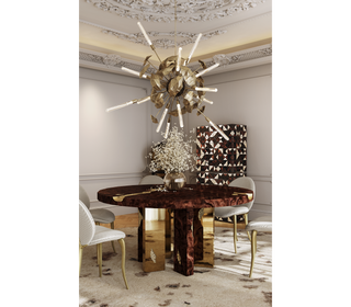 Empire Round Luxury Brass Inlay Dining Table