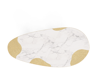 Ophelia Oval Carrara Marble & Gold Dining Table