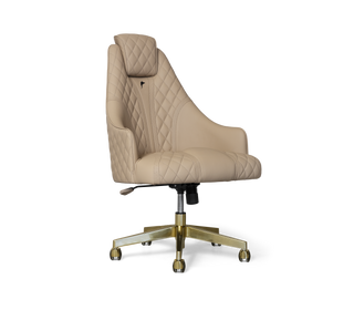 Atlas Diamond Stitch Leather Executive Office Chair with Brass Base