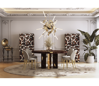 Empire Round Luxury Brass Inlay Dining Table