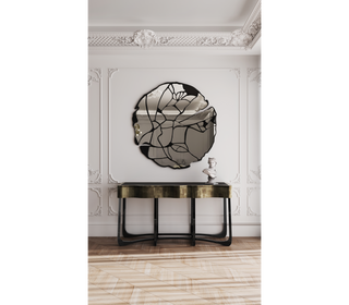 Sinuous Consoles Patina Brass Wave Entryways Cabinet Table