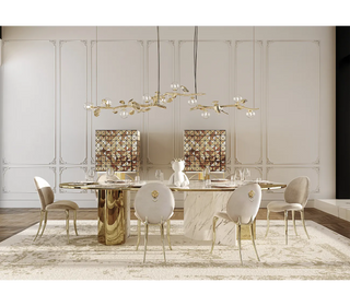 Ophelia Oval Marble Dining Table – Cast Brass & Marble Legs
