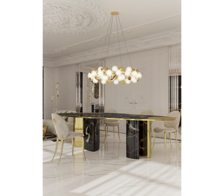 Ophelia Oval Carrara Marble & Gold Dining Table