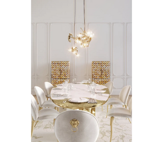 Ophelia Oval Marble Dining Table – Cast Brass & Marble Legs