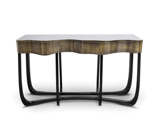 Sinuous Consoles Patina Brass Wave Entryways Cabinet Table