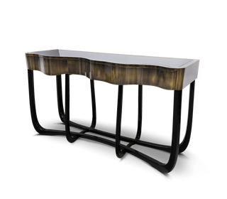 Sinuous Consoles Patina Brass Wave Entryways Cabinet Table