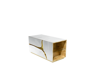Lapiaz Cracked Stone Mirrored Luxury Nightstand