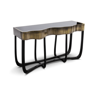 Sinuous Consoles Patina Brass Wave Entryways Cabinet Table