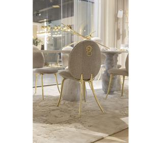 Soleil Curved Brass Modern Luxury Dining Chair