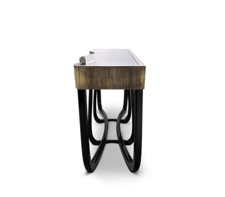 Sinuous Consoles Patina Brass Wave Entryways Cabinet Table