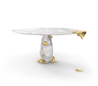 Diamond Marble & Brass Round Dining Table