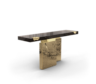 Empire Consoles Hammered Gilded Brass Entryways Cabinet Table