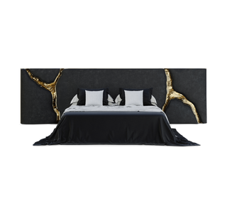Lapiaz Kintsugi Velvet Polished Gold Luxury Headboard