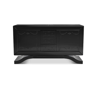 Metropolitan Luxury Mirrored Sideboard – Modern Black Buffet Cabinet with Storage